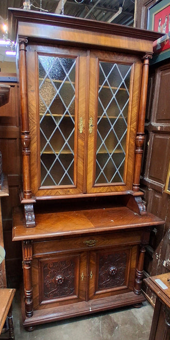 AUSTRIAN 2 PIECE CABINET WITH LEADED GLASS