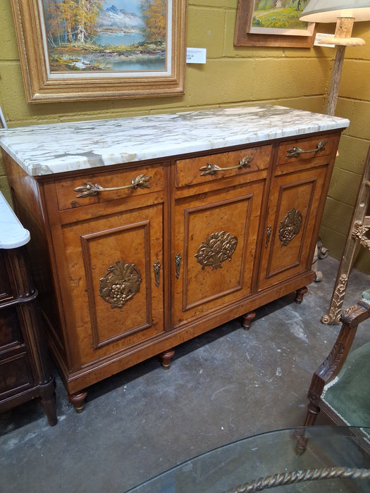 FRENCH 1920s BURLED MARBLE TOP SERVER