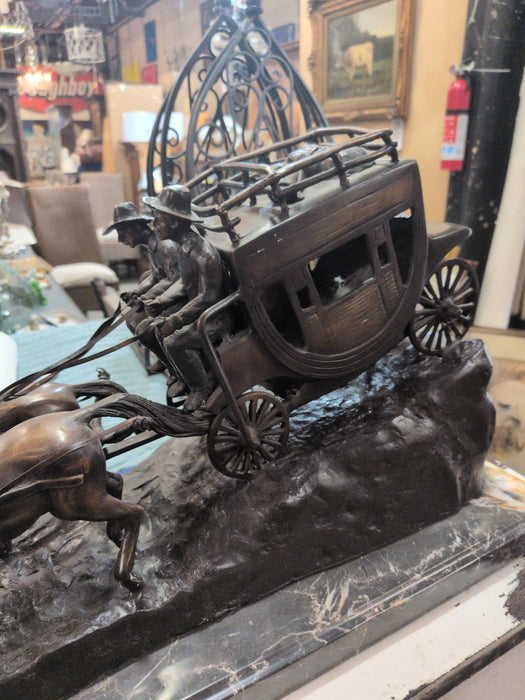 BRONZE AND MARBLE STAGE COUCH SCULPTURE