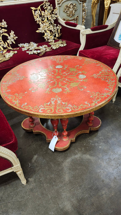 LOW ROUND PAINTED FLORENTINE COFFEE TABLE