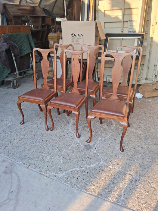 SET OF 6 HIGH BACK QUEEN ANNE CHAIRS