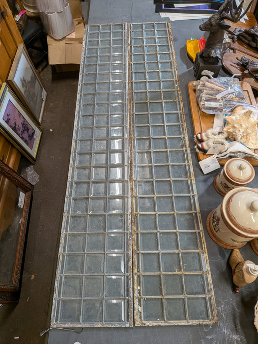 PAIR OF LEADED GLASS BEVELED SIDELIGHTS