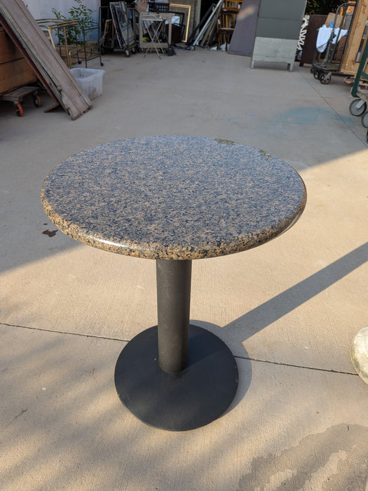 SMALL ROUND GRANITE TOP IRON BASE TABLE