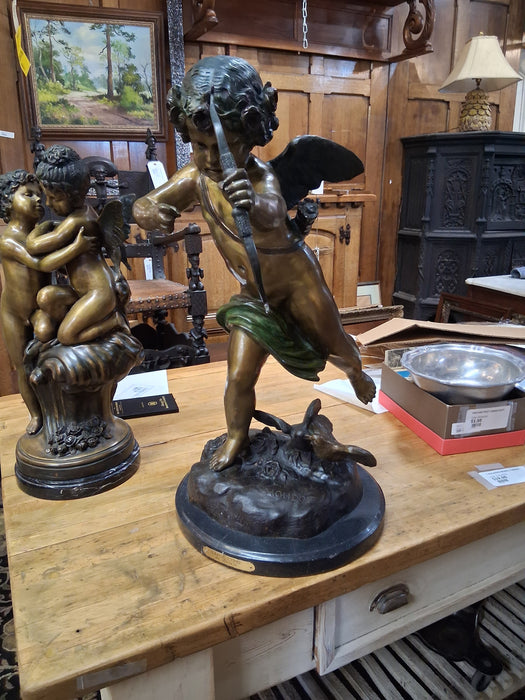 LARGE VINTAGE BRONZE CUPID STATUE