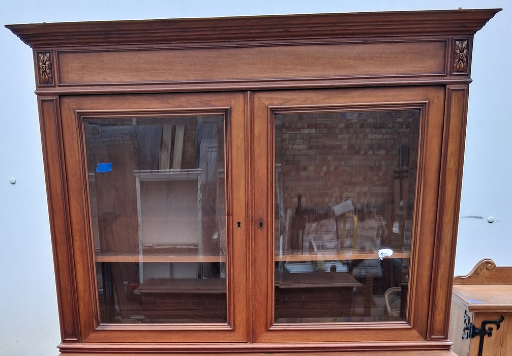 LOUIS PHILIPPE MAHOGANY GLASS DOOR WALL CABINET