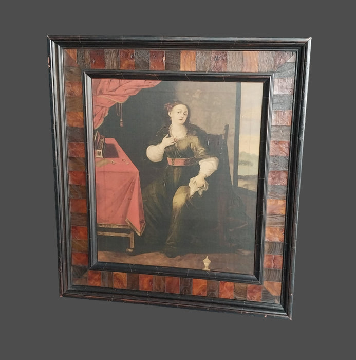 MULTICOLORED WOOD FRAME WITH WOMAN OIL PRINT