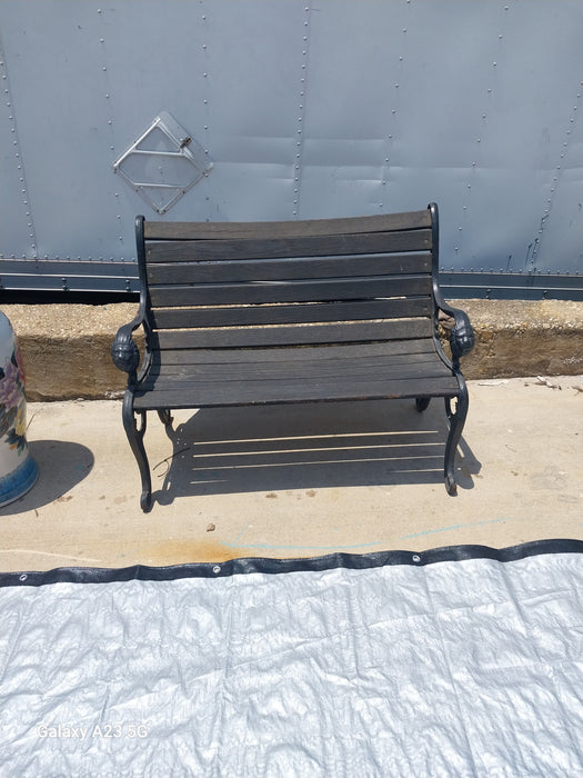 CAST IRON AND WOOD PARK BENCH