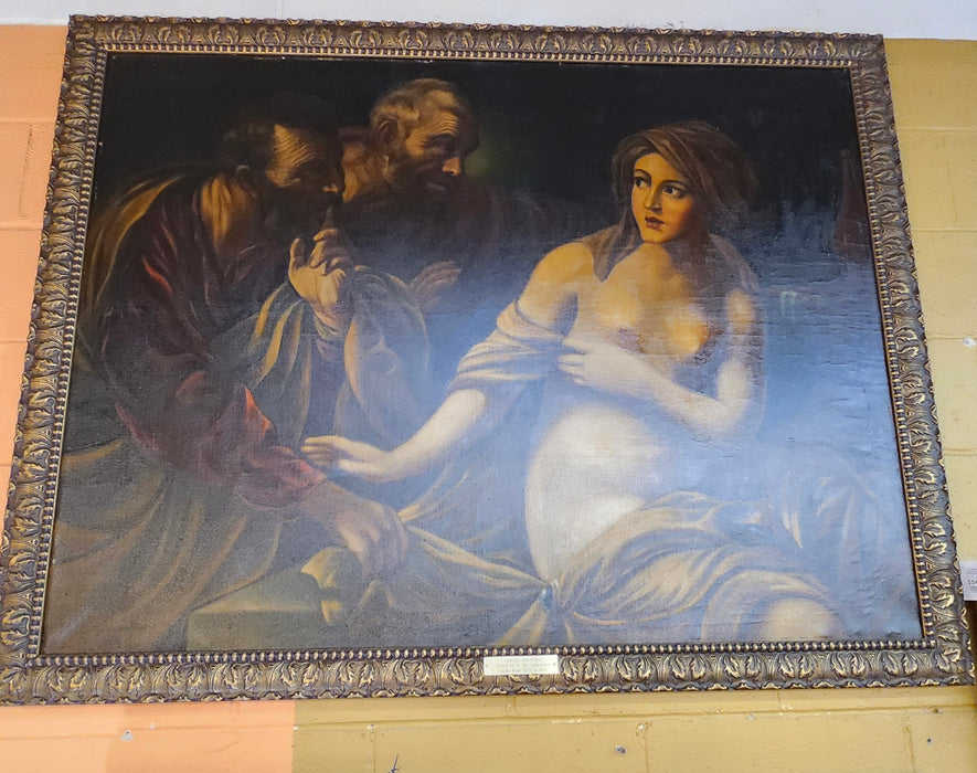 "SUZANNE AND THE ELDERS DANIEL 13 IN THE APOCRYPHA" OIL ON CANVAS PAINTING SIGNED GUIDO RENI
