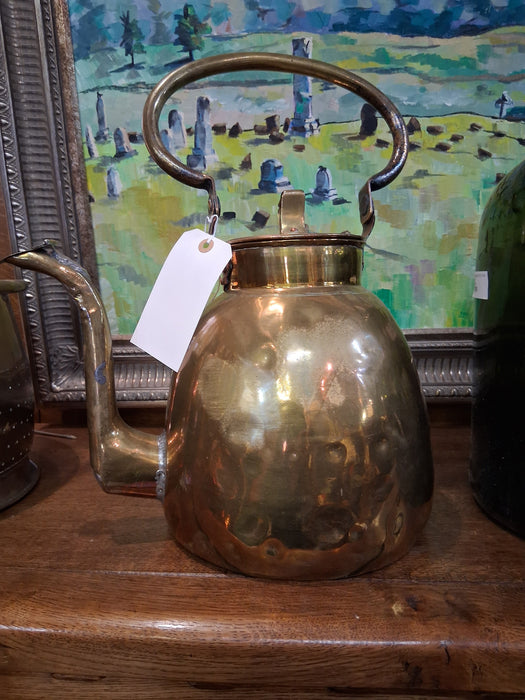 LARGE BRASS TEA POT