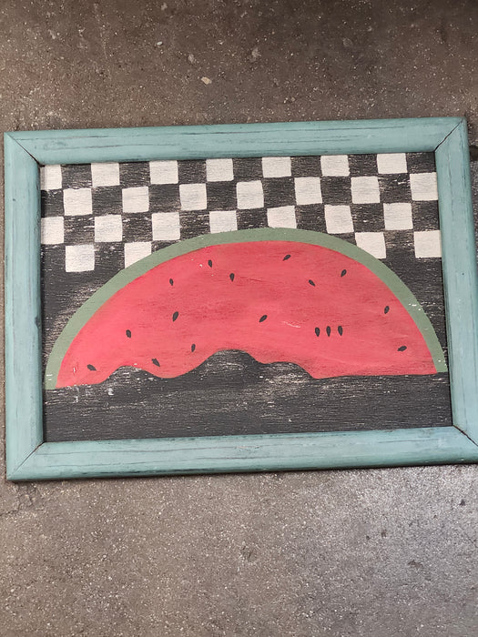 FRAMED WATERMELON PAINTING ON BOARD