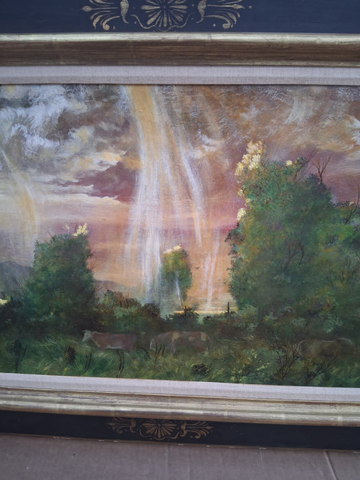 FRAMED LANDSCAPE OIL PAINTING OF A STORM SIGNED JACKSON HENSLEY