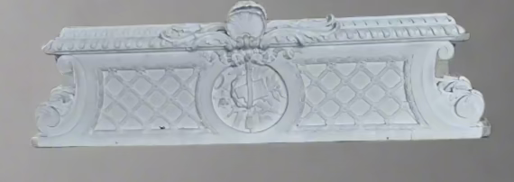 LOUIS XV PAINTED CHALK PEDIMENT WITH MUSIC INSTRUMENTS