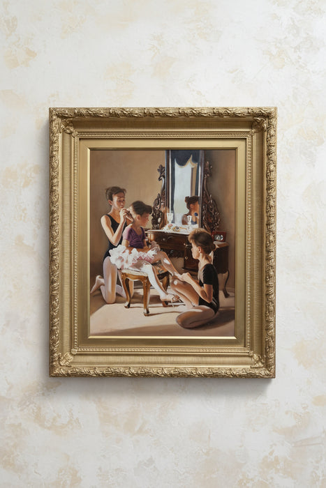 OIL PAINTING OF DANCERS ON BOARD CIRCA 1996 - SHERRY HERRINGTON