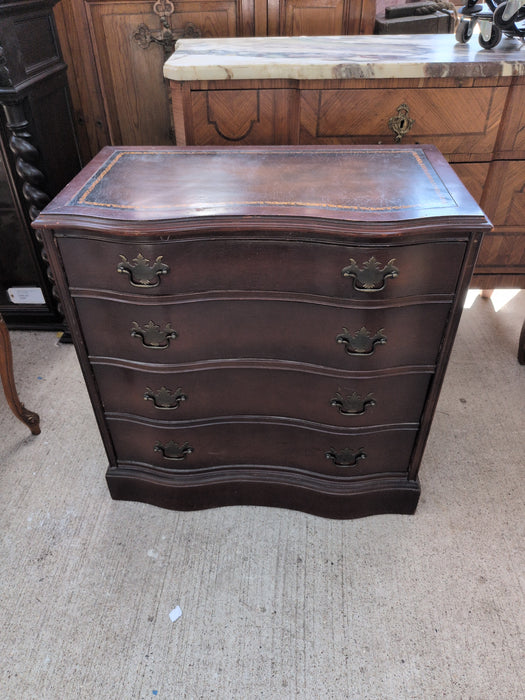 LEATHER TOP 4 DRAWER SERPENTINE FEDERAL STYLE CHEST