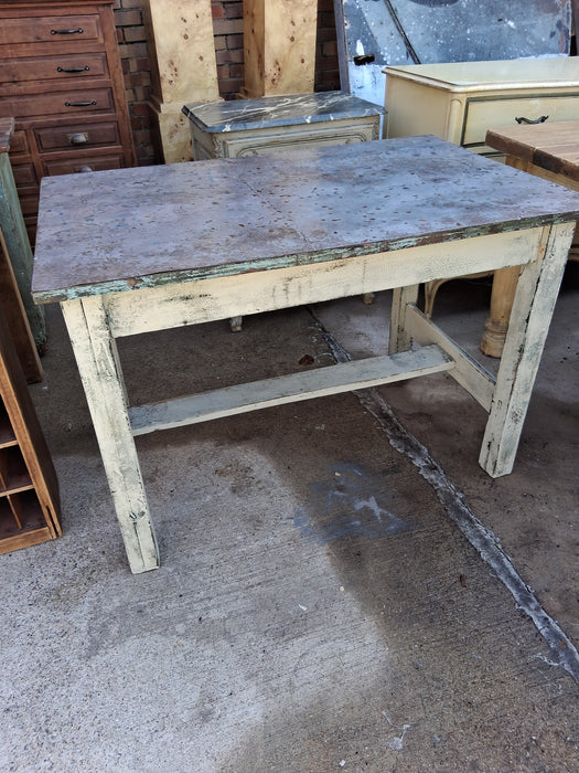 ZINC TOP PAINTED WHITE LIBRARY TABLE