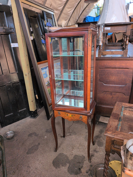 SMALL FLORAL VITRINE WITH DRAWER - AS FOUND
