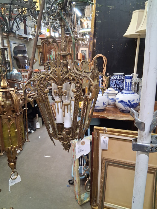 BRASS AND GLASS LOUIS XV HANGING LANTERN
