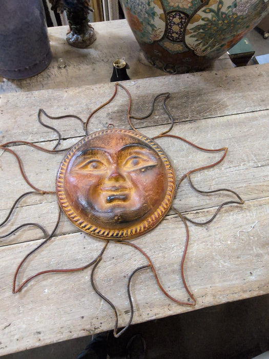 LARGE MEXICAN POTTERY METAL SUN FACE