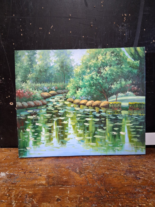 UNFRAMED IMPRESSIONIST POND PAINTING