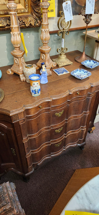 FRENCH OAK 2 DRAWER SERPINTINE CHEST SOLD