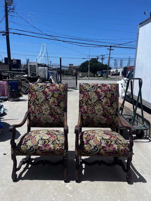 PAIR OF CARVED WALNUT LOUIS XVI FAUTEUILS