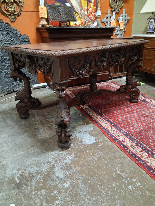 DRAGON CARVED LIBRARY TABLE