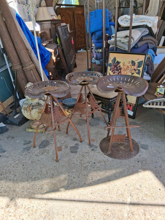 SET OF 3 TRACTOR SEAT STOOLS