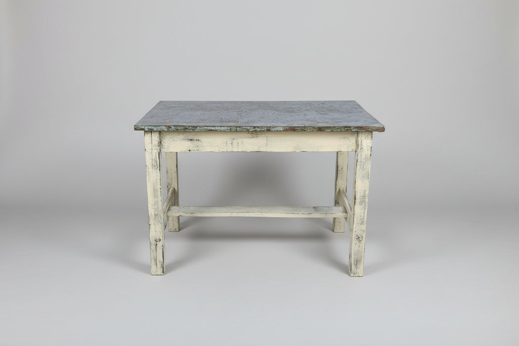 ZINC TOP PAINTED WHITE LIBRARY TABLE