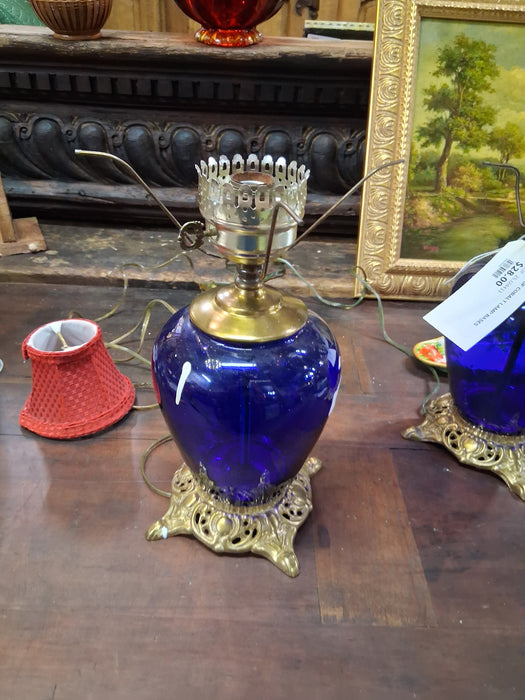 PAIR OF COBALT LAMP BASES