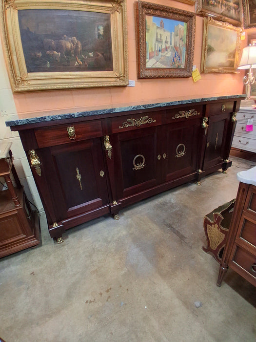 EMPIRE MAHOGANY GREEN MARBLE TOP SIDEBPARD WITH ORMOULU