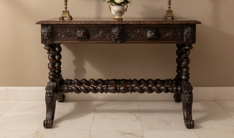 FRENCH OAK BARLEY TWIST CONSOLE