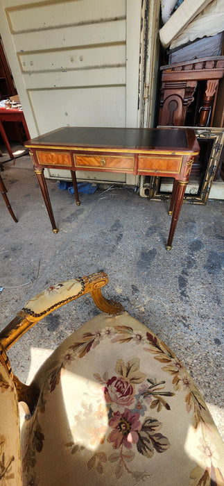 LOUIS XVI BLACK LEATHER TOP DESK WITH ORMOLU