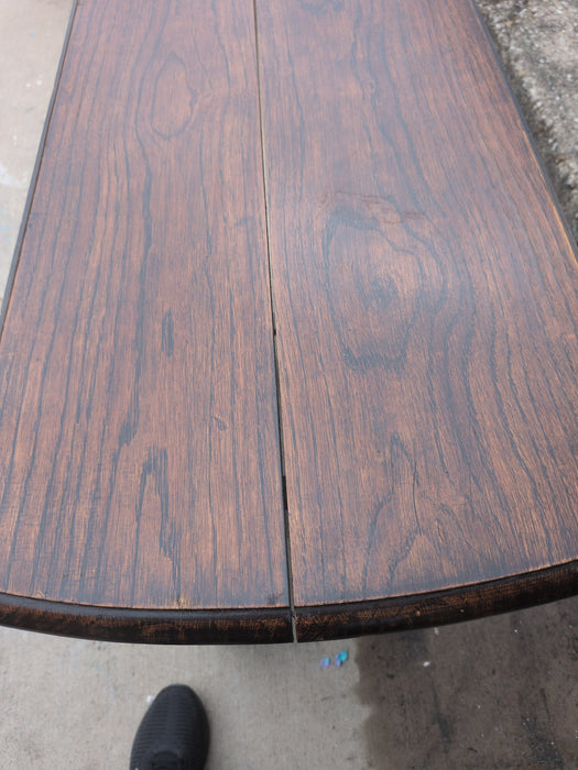 OAK DROP LEAF TABLE WITH TURNED LEGS AS FOUND
