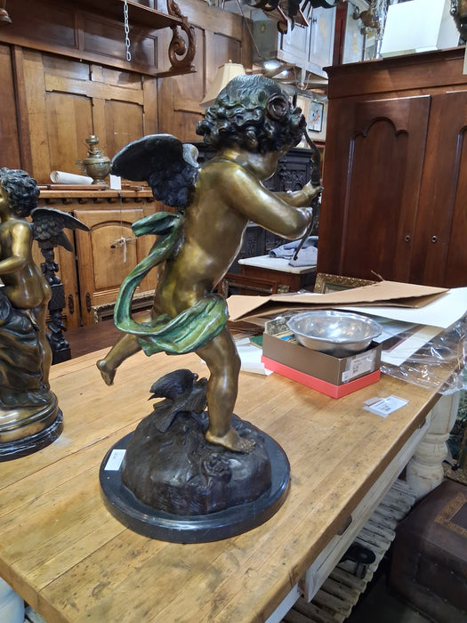 LARGE VINTAGE BRONZE CUPID STATUE