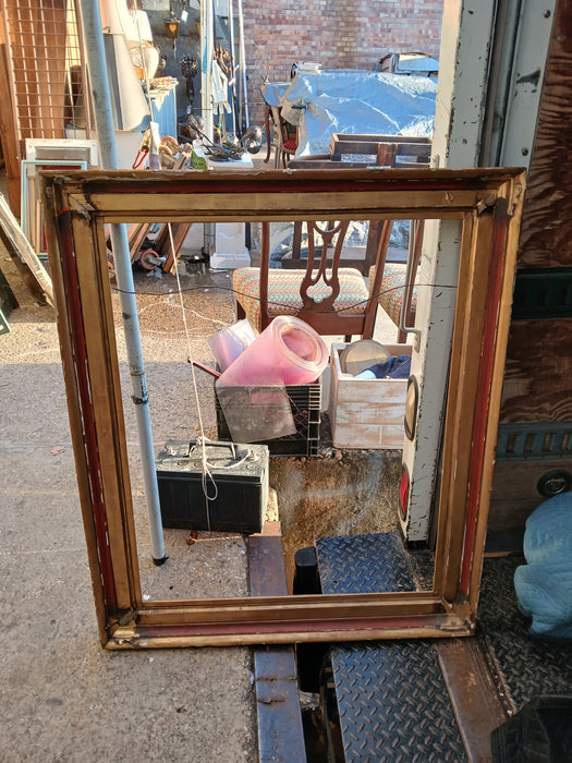 ANTIQUE GILT AND RED FRAME-AS FOUND