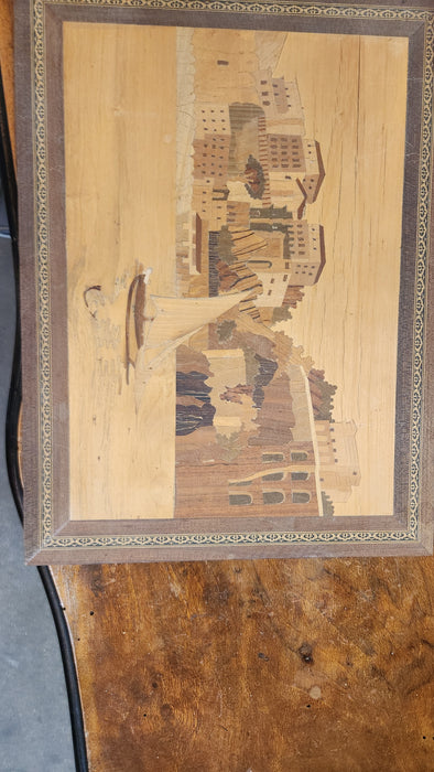 INLAID WOOD SAIL BOAT LANDSCAPE