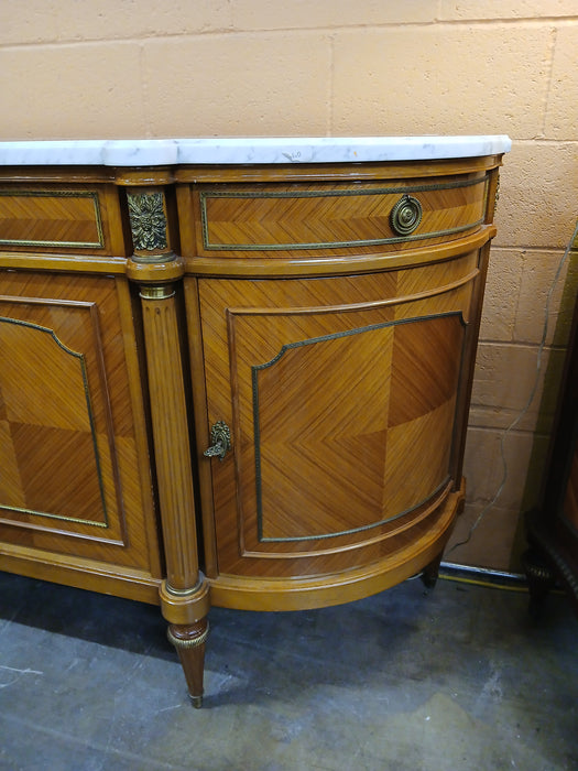 LARGE LOUIS XVI WHITE MARBLE TOP SIDEBOARD