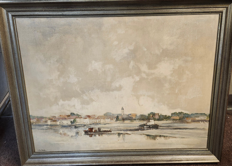 FRAMED RIVERSCENE OIL PAINTING SIGNED VIDE WOOLE