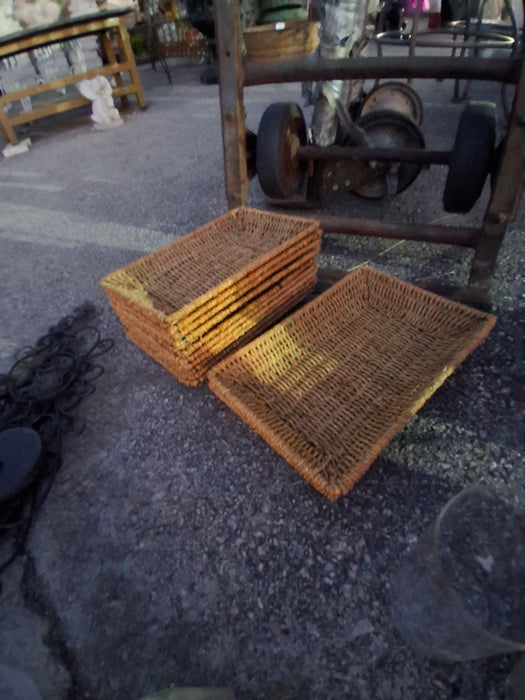 SET OF IRON AND WICKER BASKETS