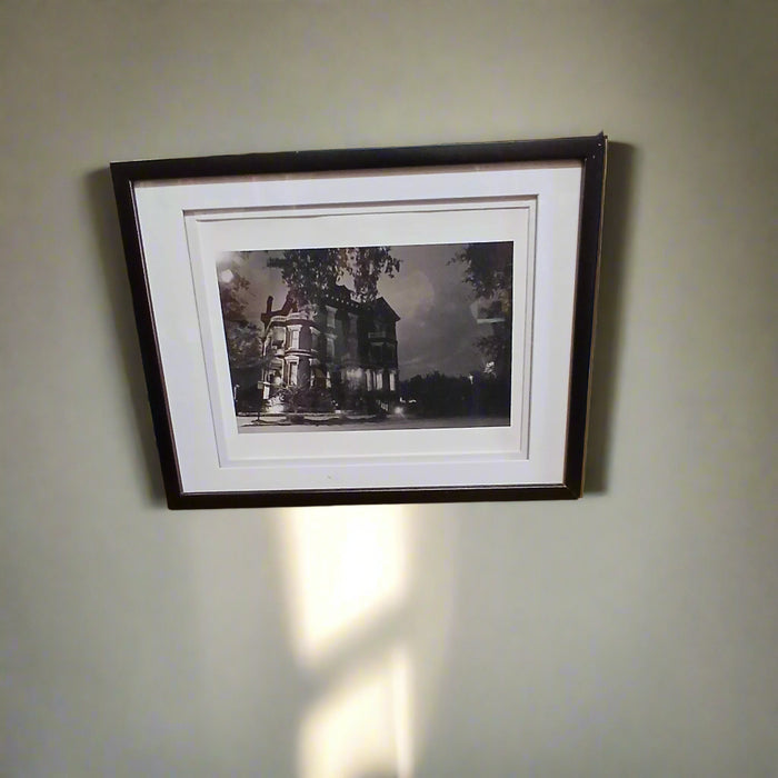 FRAMED BLACK AND WHITE PHOTO OF VICTORIAN HOME