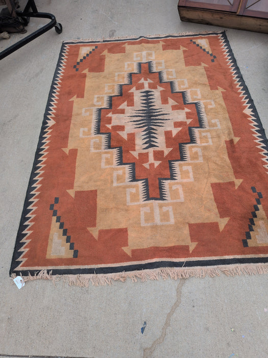 VINTAGE ORANGE AND GREEN SOUTHWEST RUG