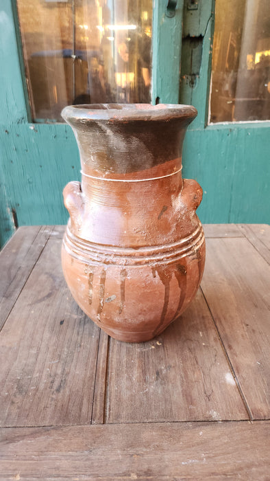 GLAZED TERRA COTTA VASE WITH HANDLES