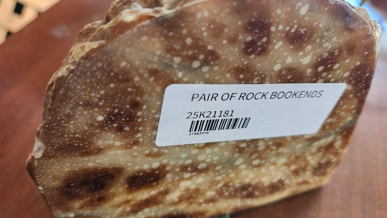 PAIR OF ROCK BOOKENDS