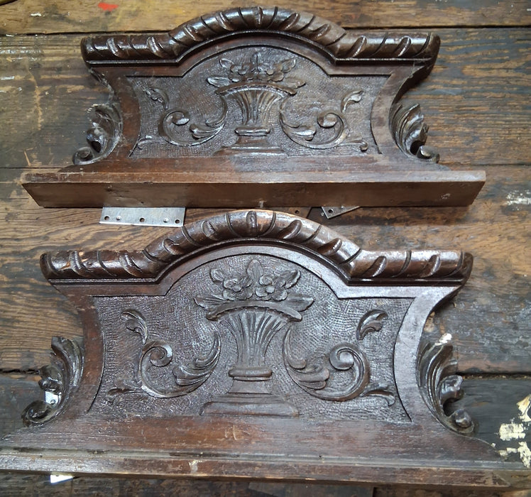 PAIR OF CARVED BACK SPLASHES