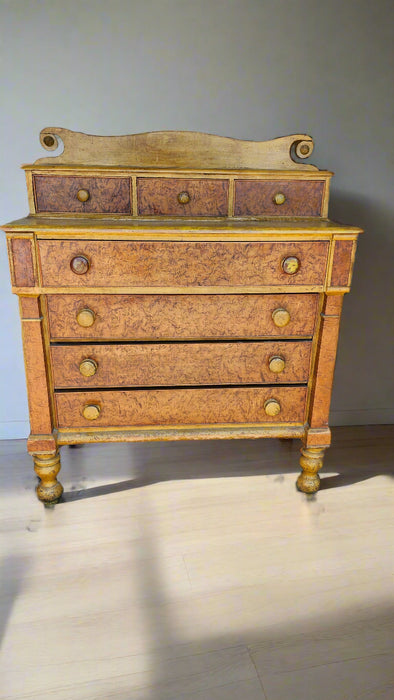EARLY BURLED WOOD DRAWER CHEST