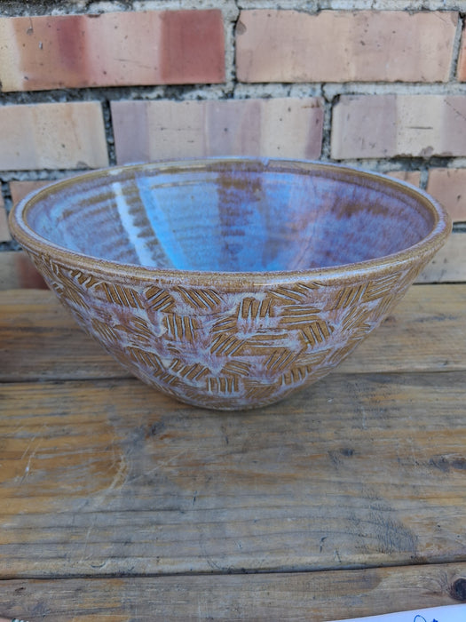 TAOS NEW MEXICO POTTERY GLAZED BOWL WITH EARTH COLORS