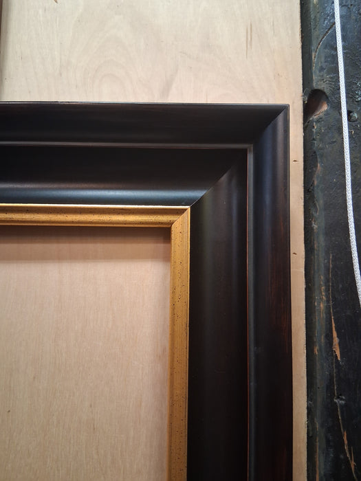 LARGE EBONIZED FRAME WITH GILT LINER- 1 OF 2