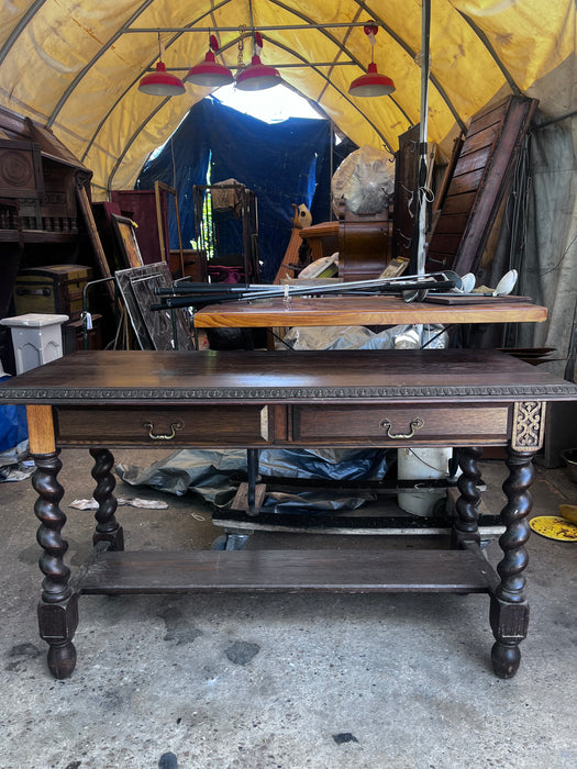 OAK BARLEY TWIST  HALL TABLE AS FOUND