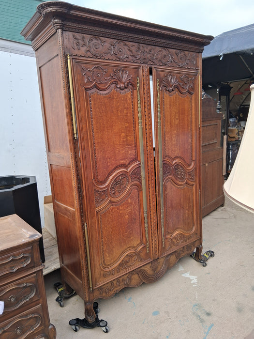 AS FOUND COUNTRY FRENCH 19TH CENTURY CARVED ANTIQUE WEDDING ARMOIRE