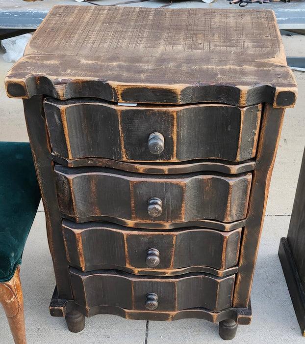 FOUR DRAWER DARK PINE SMALL HEAVY CHEST